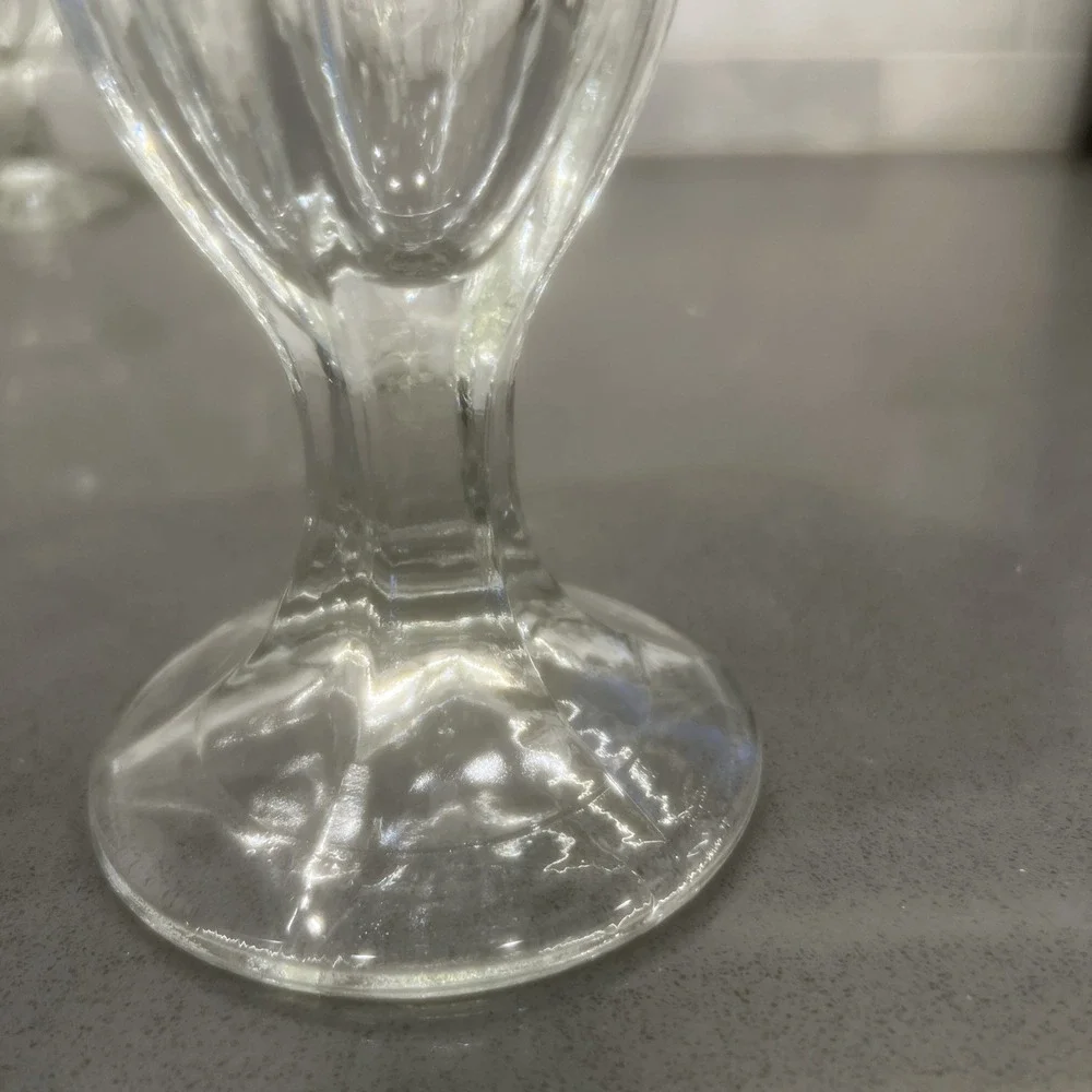 6-Vintage Parfait Soda Fountain Panel Tulip Glass Ice Cream Sundae 6